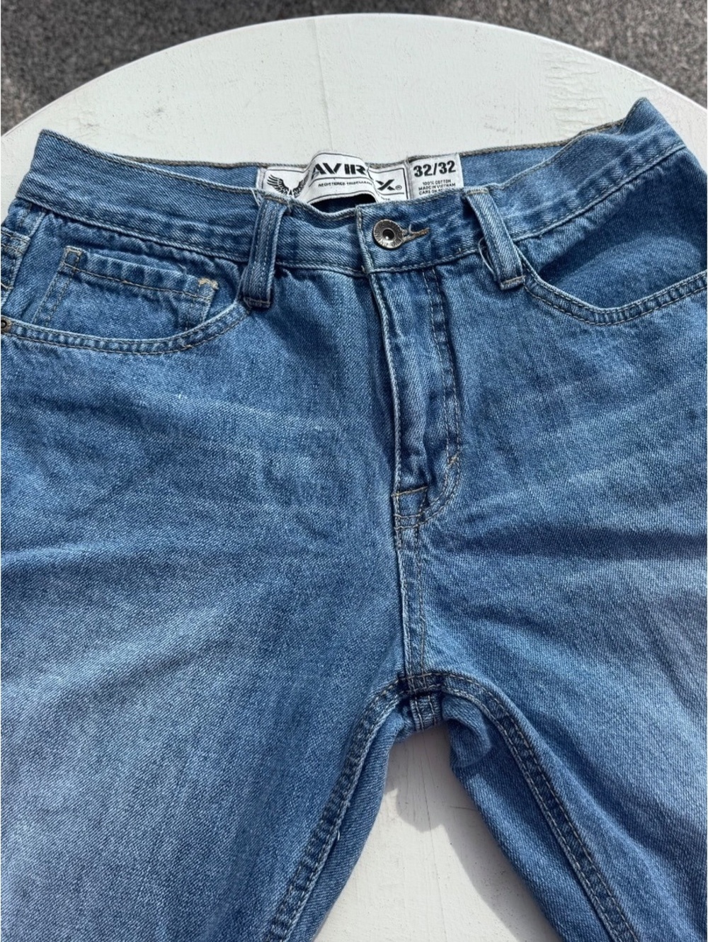Avirex Jeans Mens 32x32 Baggy Relaxed Y2K Hip Hop Skater Blue Denim 100% Cotton